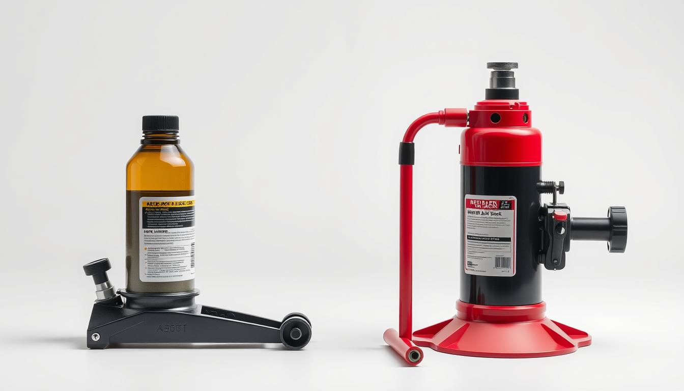 Bottle jack and air jack for car side by side comparison