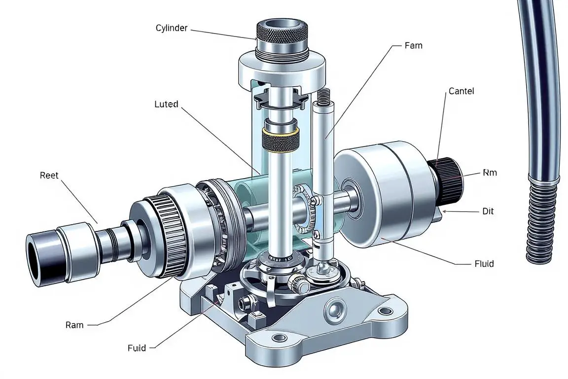 Bottle jack internal mechanism diagram showing hydraulic components
