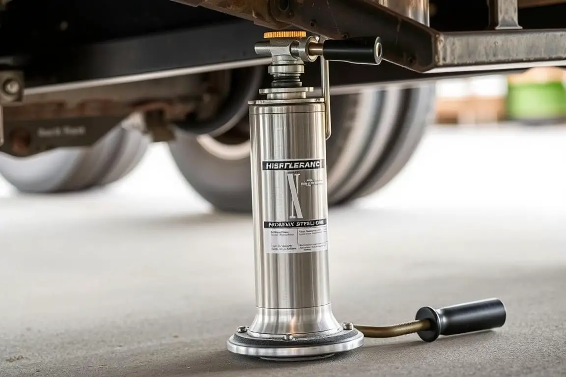 Bottle jack positioned under a truck frame