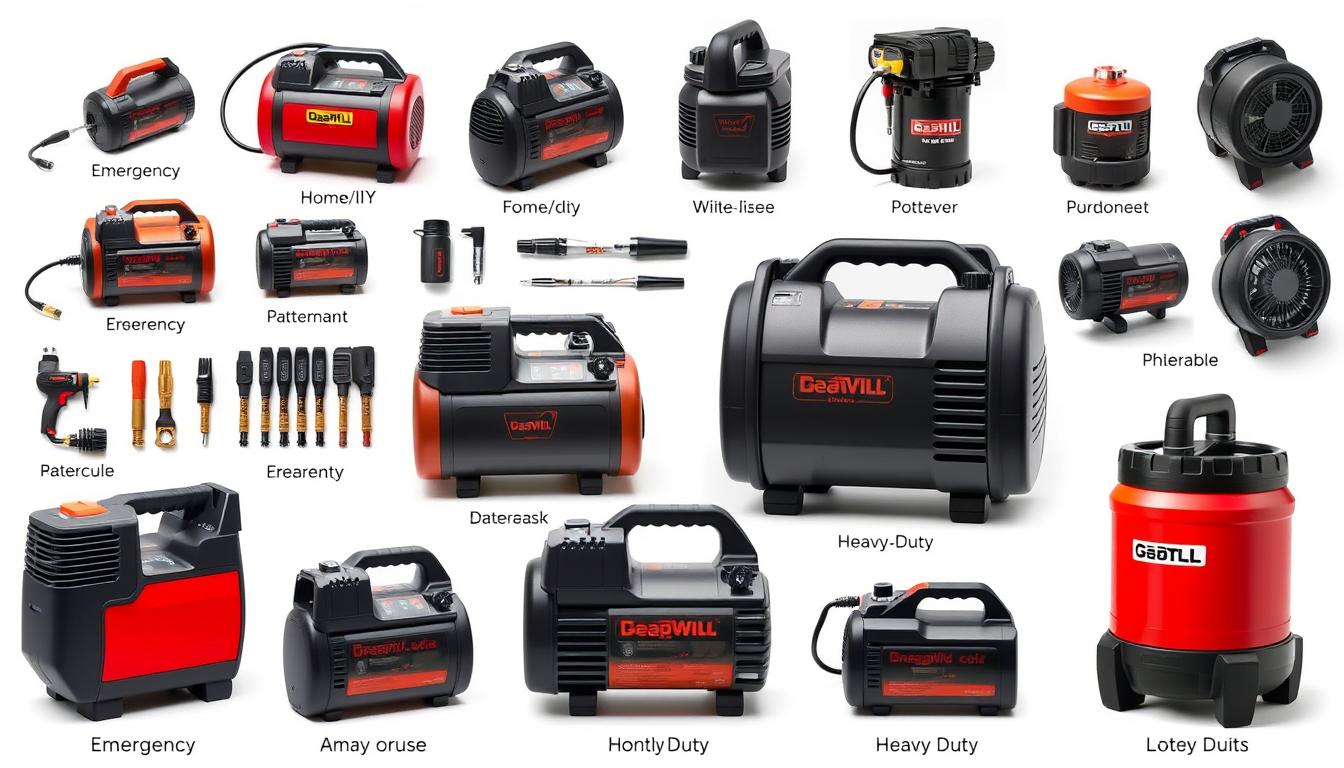 Collection of cordless air compressors for different applications