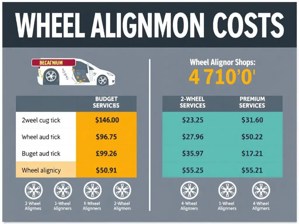 Comparison of wheel alignment costs showing budget vs premium service differences