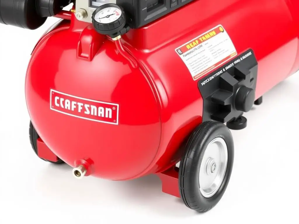 Craftsman CMEC6150K pancake compressor with red housing and control panel