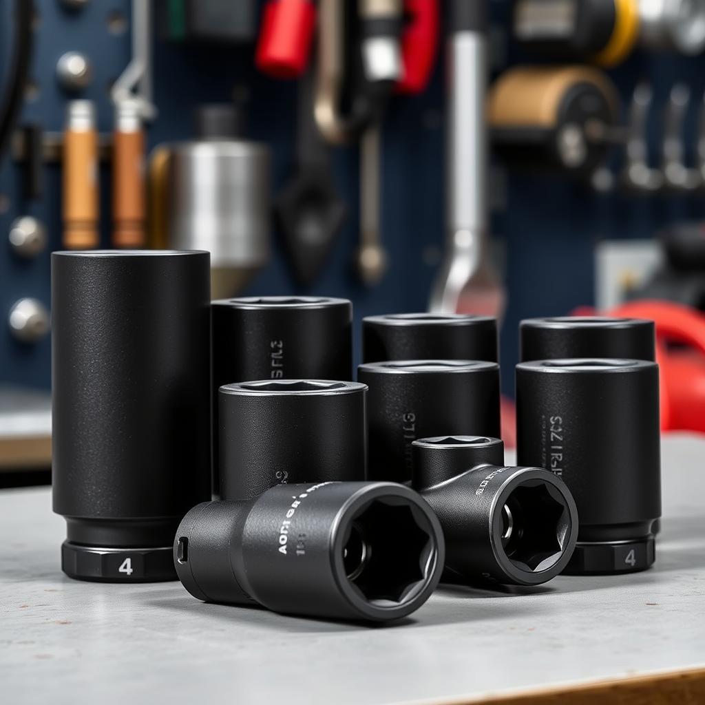Deep well impact socket set for lug nuts