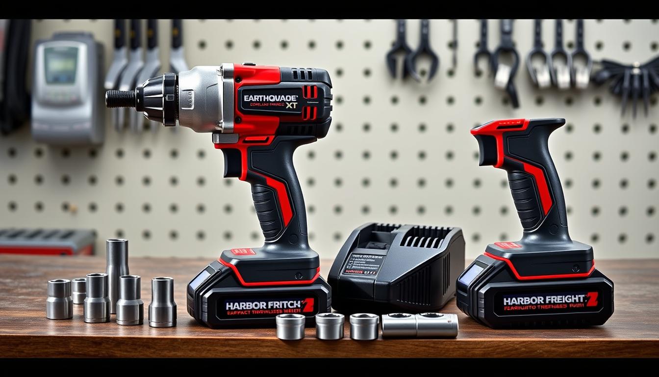 Harbor Freight Earthquake XT impact wrench with accessories