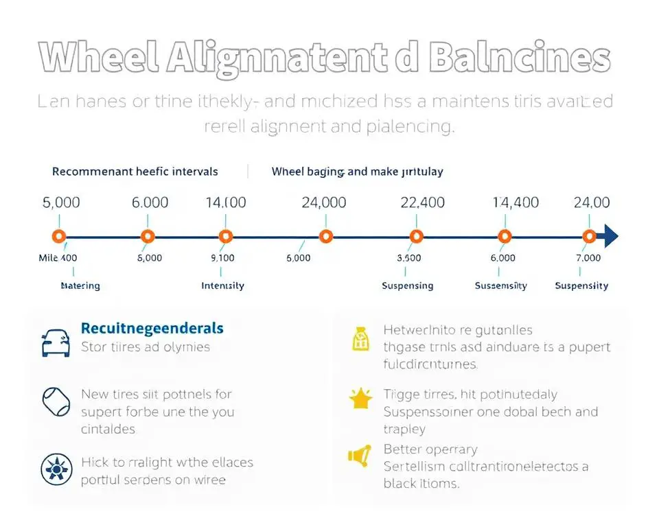 Maintenance schedule showing recommended intervals for wheel alignment and balancing