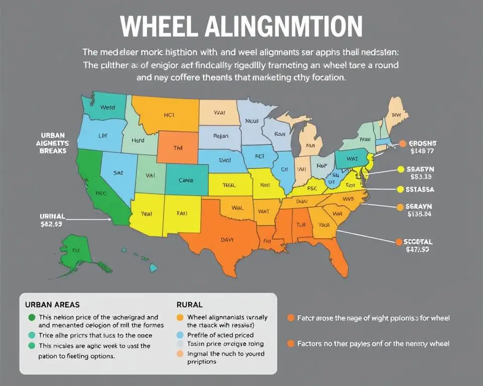 Map showing wheel alignment price variations across different regions