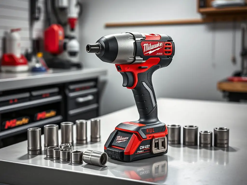 Milwaukee M18 FUEL 3/4-inch impact wrench with socket attachments