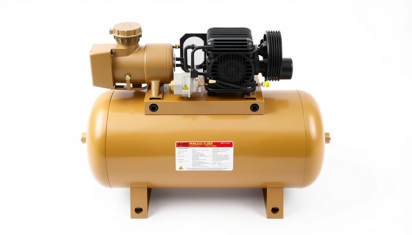 Pancake air compressor showing the flat, round tank design with motor mounted on top