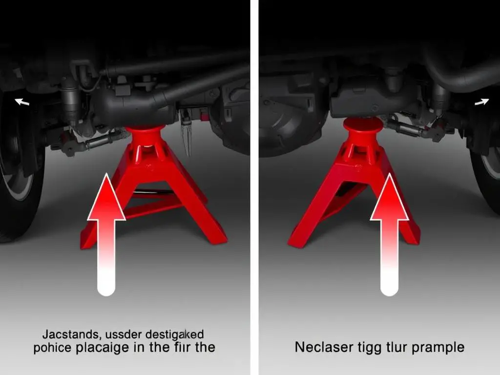 Proper placement of jack stands under vehicle frame points