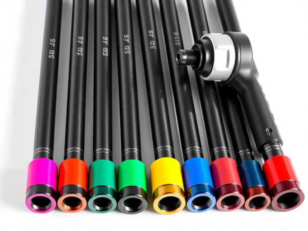 Set of torque sticks with color coding for different torque settings