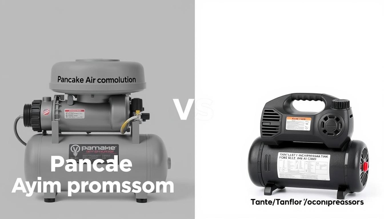 Side-by-side comparison of a pancake compressor and a tankless inflator