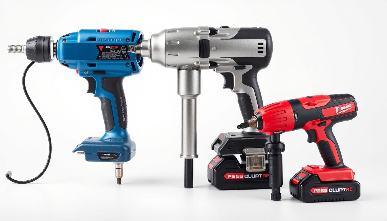 Three types of impact wrenches for lug nuts: electric, pneumatic, and cordless Three types of impact wrenches for lug nuts: electric, pneumatic, and cordless