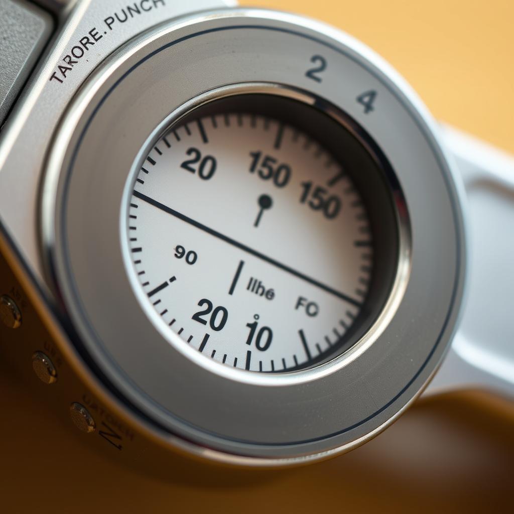 Torque wrench scale showing foot-pound measurement range