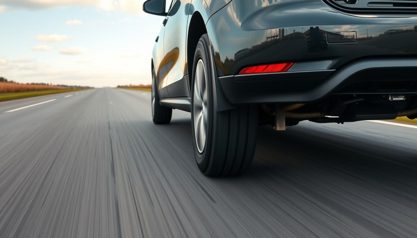 Vehicle with properly aligned wheels driving on a smooth road