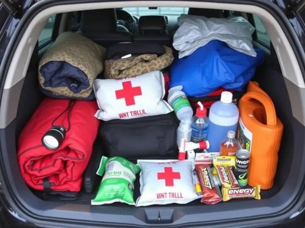 Winter emergency kit for car with essential supplies